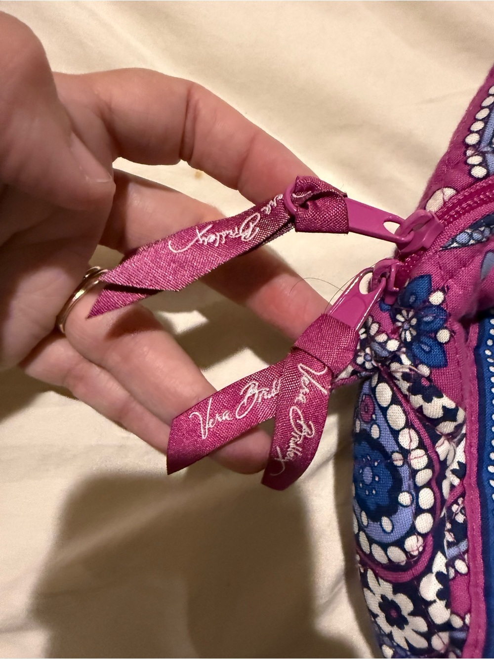 Vera Bradley Pink Paisley Shoulder Bag with Matching Cosmetic Pouch - Picture 3 of 10